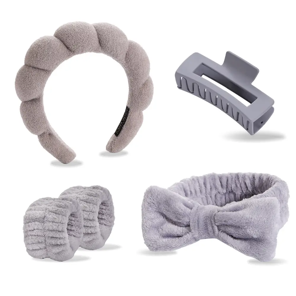 Sponge Hair Band Gold Velvet Three Piece Set - Image 47