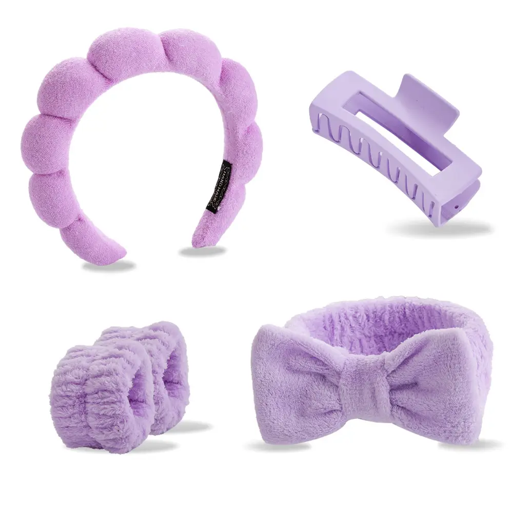 Sponge Hair Band Gold Velvet Three Piece Set - Image 48