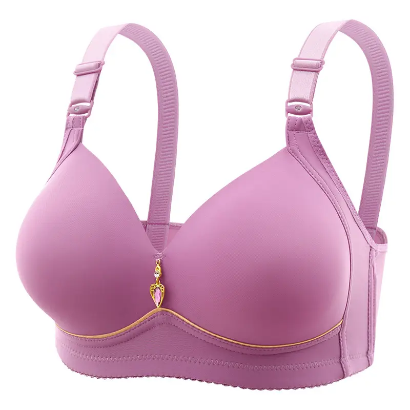 Foreign trade order plus size non-magnetic wireless push up breast adjustment type chubby girl underwear glossy four breasted bra