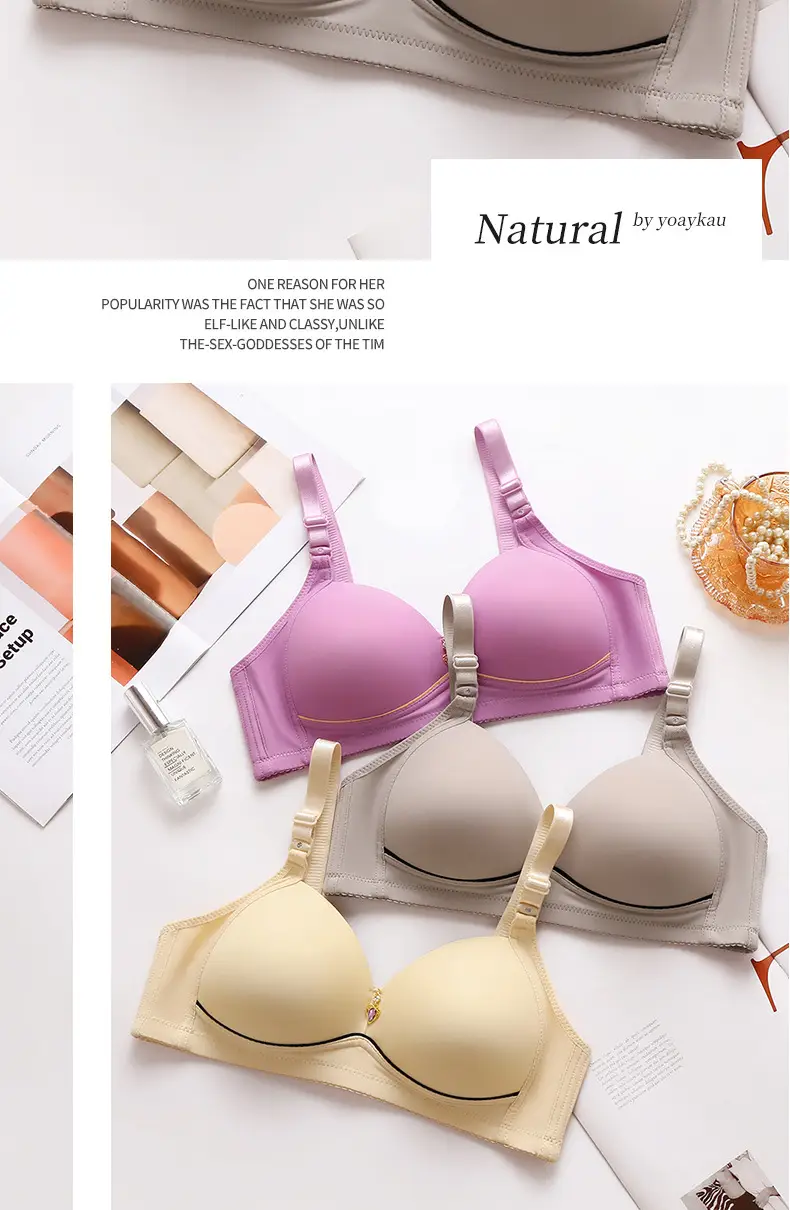 Foreign trade order plus size non-magnetic wireless push up breast adjustment type chubby girl underwear glossy four breasted bra — feature 20