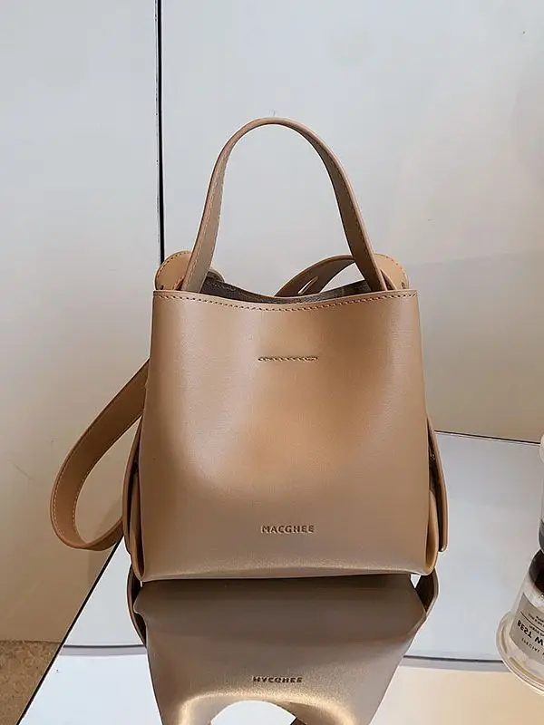 Women's Brown Leather Bucket Bag 2023 New Fall - Image 6