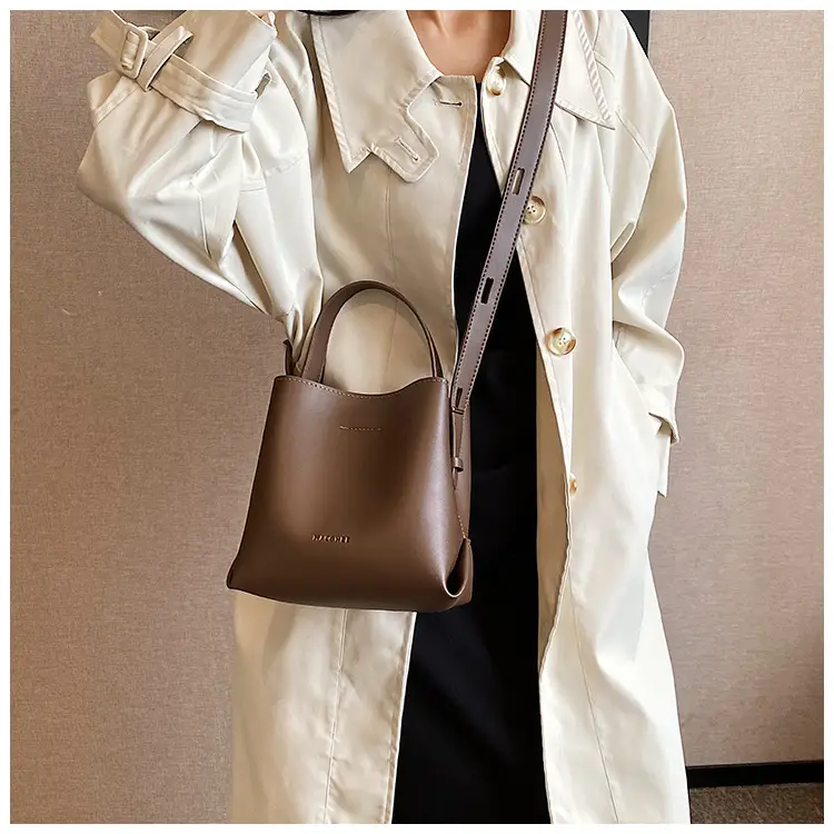 Women's Brown Leather Bucket Bag 2023 New Fall โ feature 14