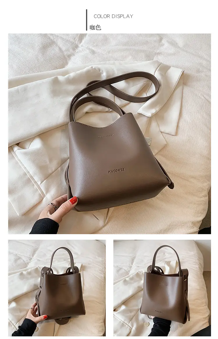 Women's Brown Leather Bucket Bag 2023 New Fall โ feature 26
