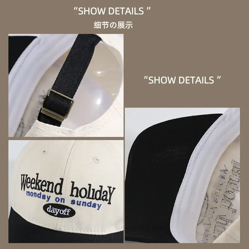 Korean Style Weekend Hat Black White Peak Cap - Image 6