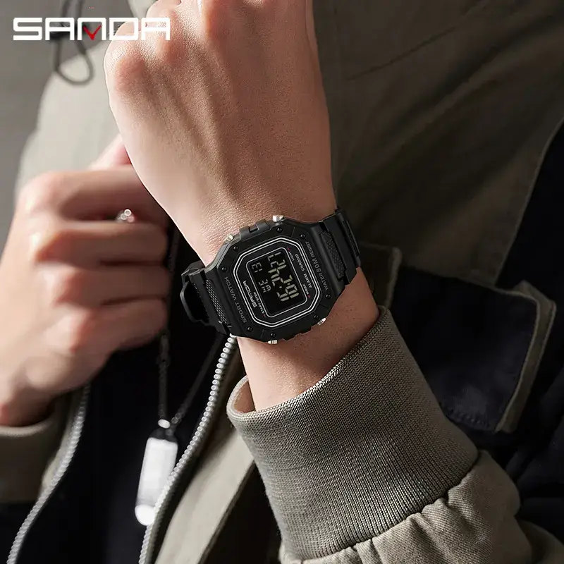 Sanda Digital Sport Watch Black 60m Water Resistant