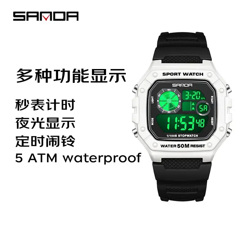 Sanda Digital Sport Watch Black 60m Water Resistant
