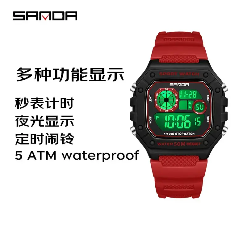 Sanda Digital Sport Watch Black 60m Water Resistant