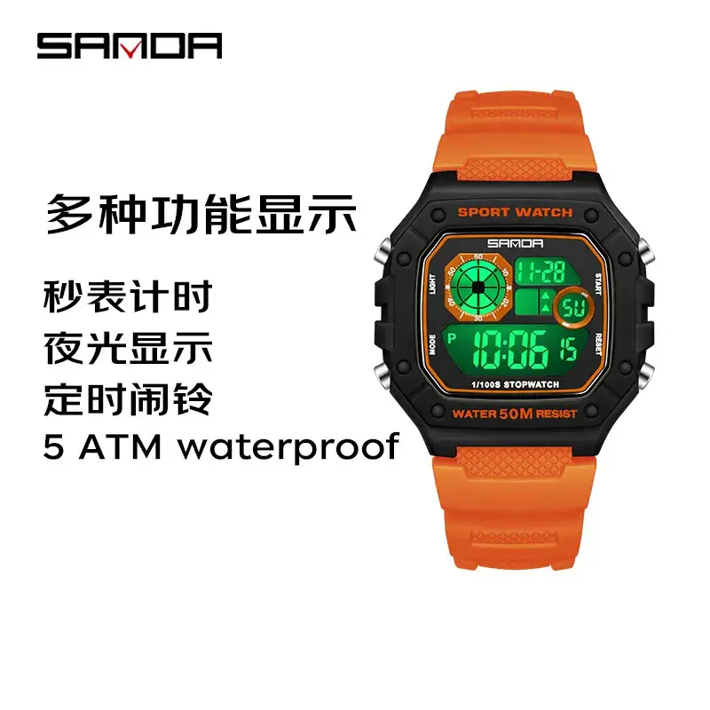 Sanda Digital Sport Watch Black 60m Water Resistant