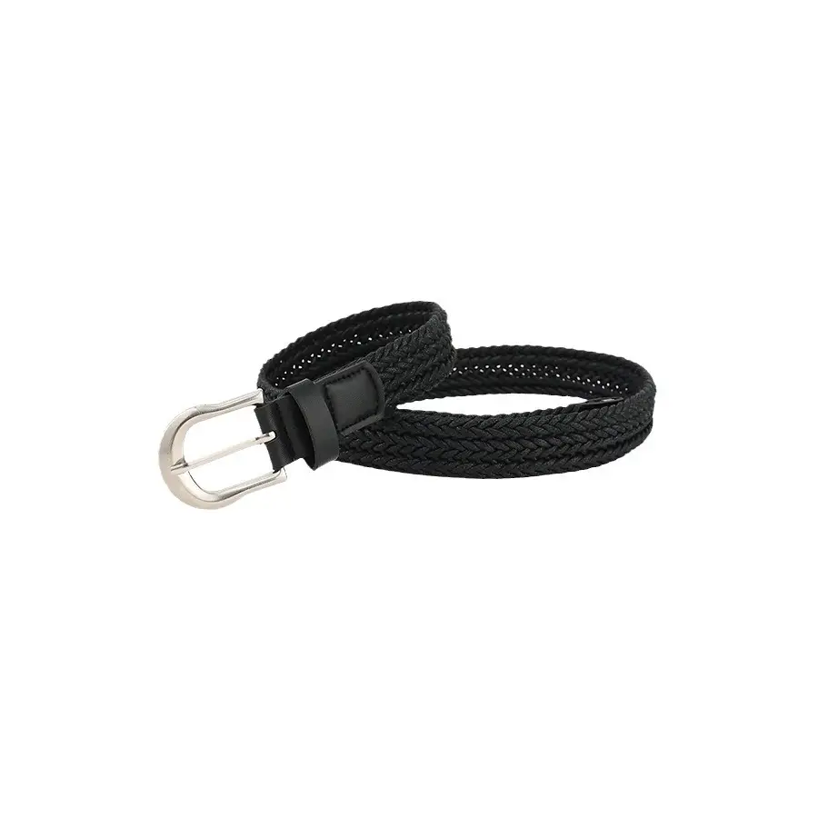 Women's Brown Braided Linen Belt with Buckle - Image 4