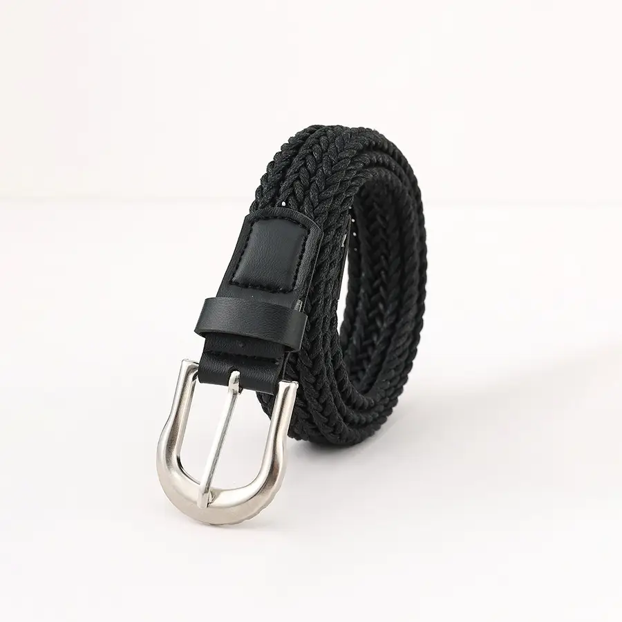 Women's Brown Braided Linen Belt with Buckle β feature 4