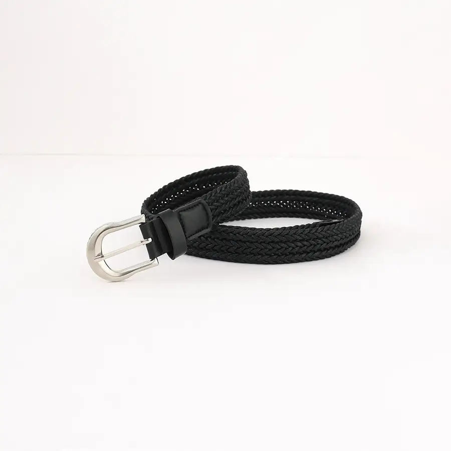 Women's Brown Braided Linen Belt with Buckle β feature 6