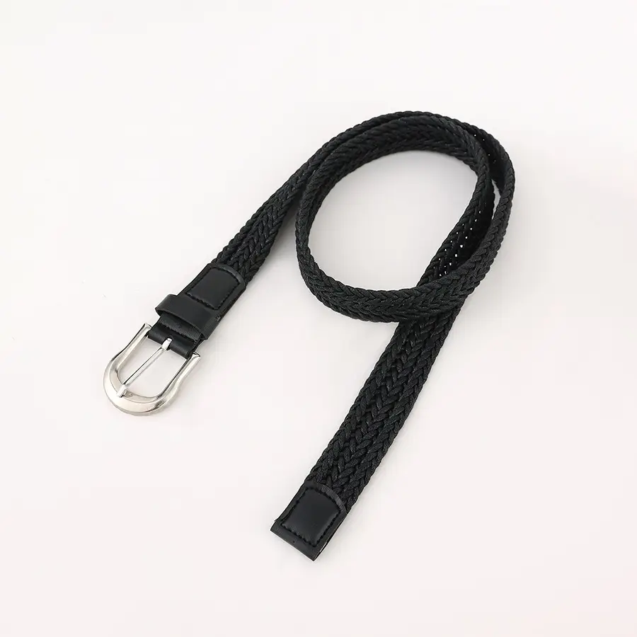 Women's Brown Braided Linen Belt with Buckle