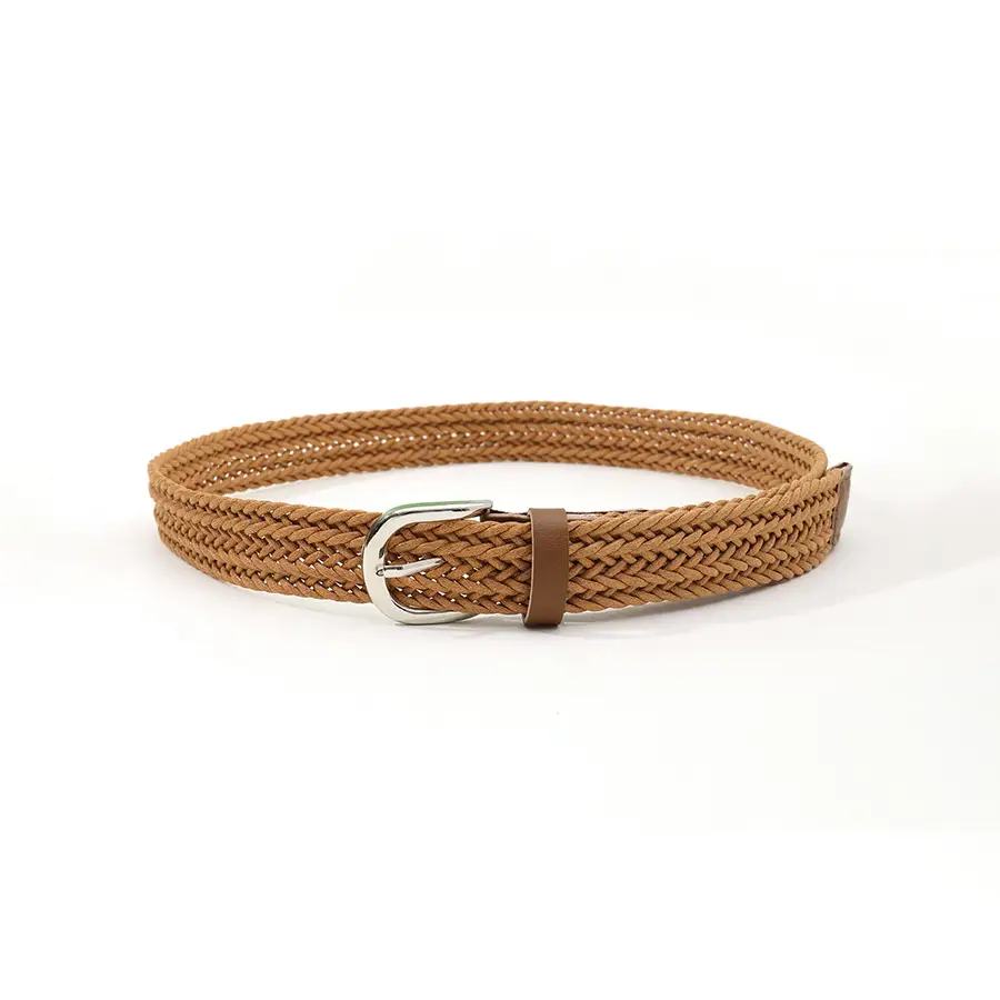 Women's Brown Braided Linen Belt with Buckle β feature 7