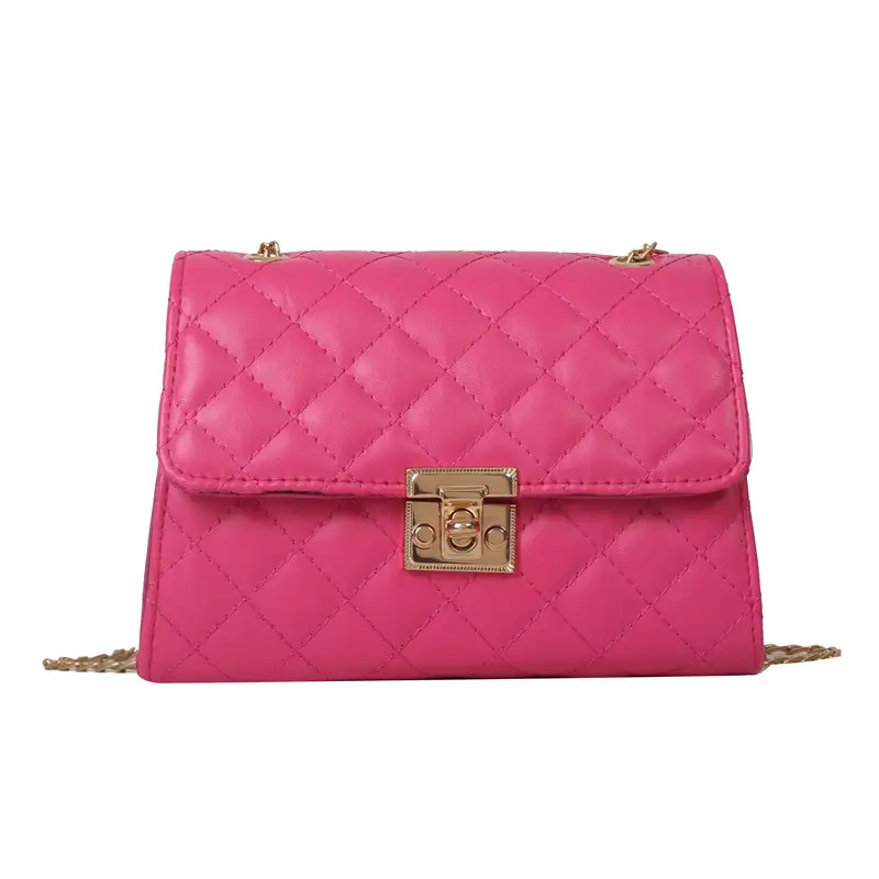 Pink Quilted Chain Shoulder Bag for Women - Image 7