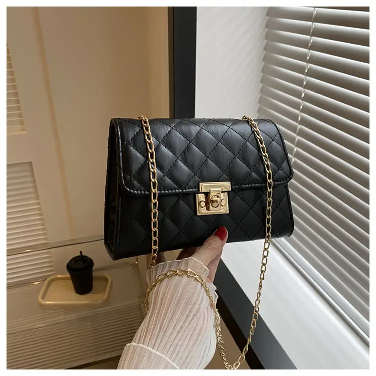 Pink Quilted Chain Shoulder Bag for Women — feature 12