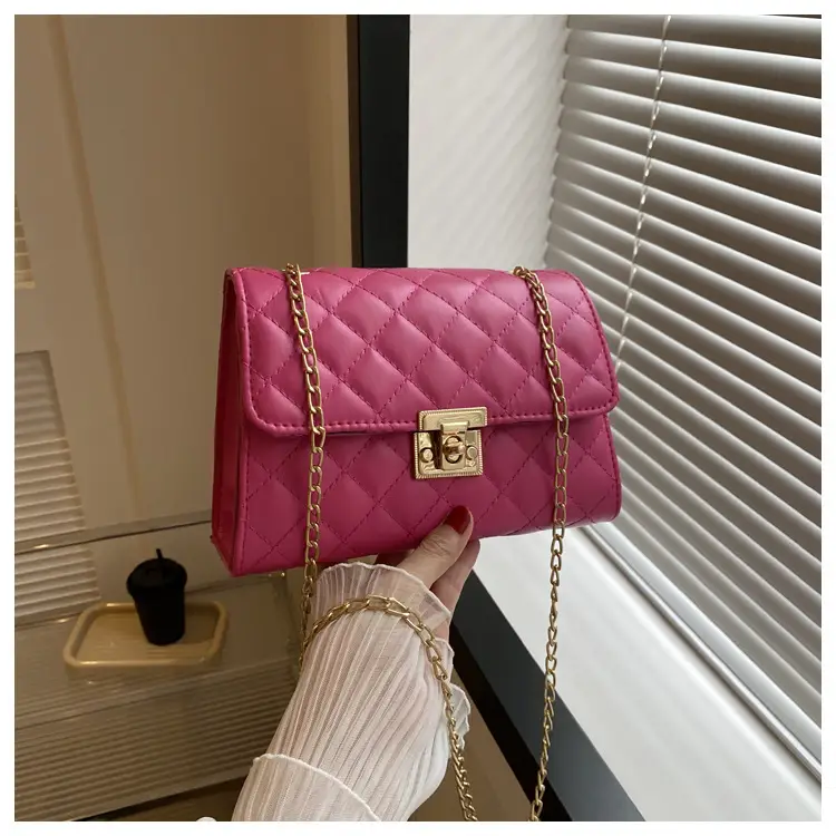 Pink Quilted Chain Shoulder Bag for Women — feature 13