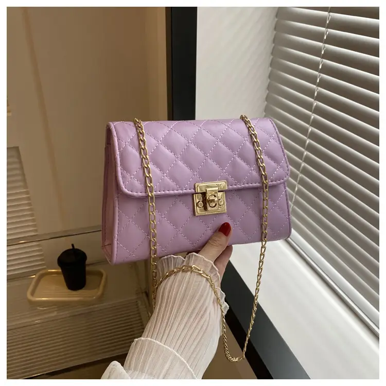 Pink Quilted Chain Shoulder Bag for Women — feature 14