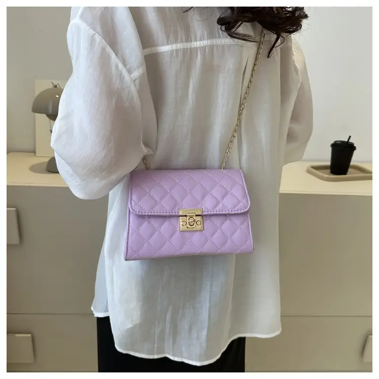 Pink Quilted Chain Shoulder Bag for Women — feature 17