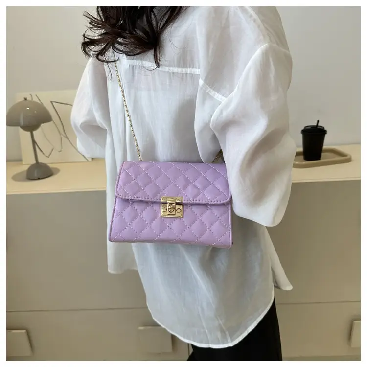 Pink Quilted Chain Shoulder Bag for Women — feature 18