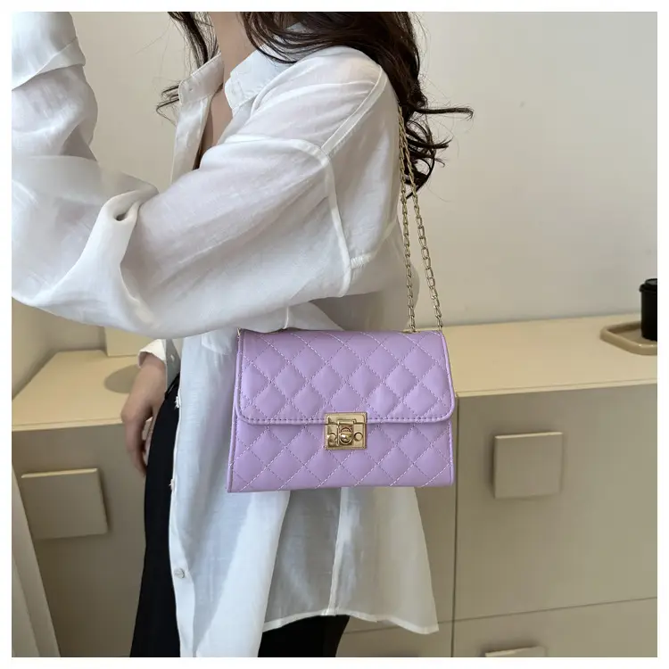 Pink Quilted Chain Shoulder Bag for Women — feature 19