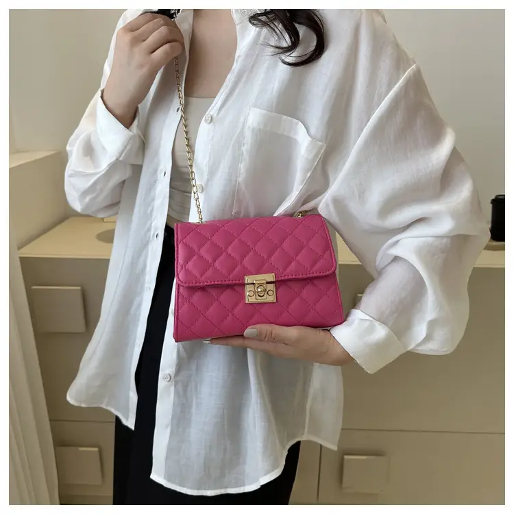 Pink Quilted Chain Shoulder Bag for Women — feature 20