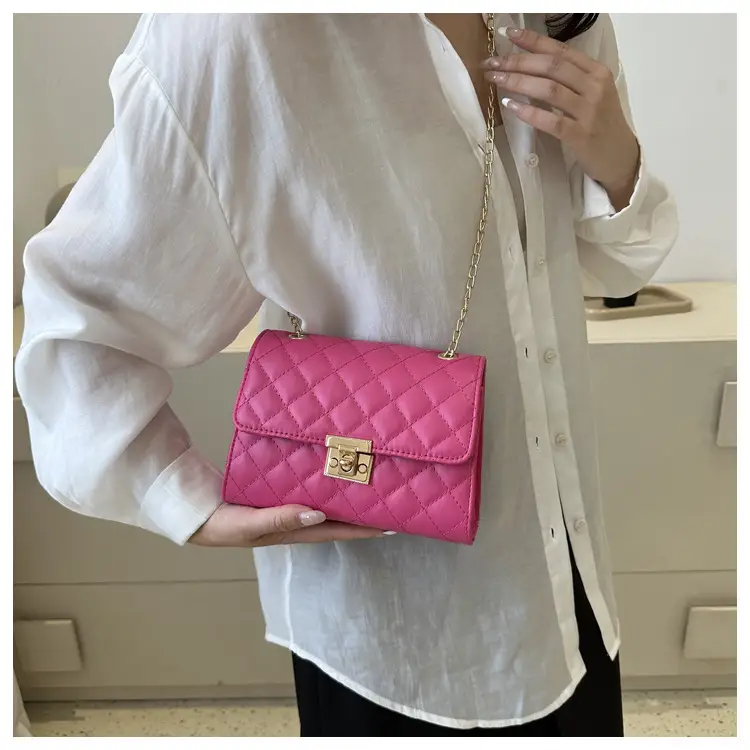 Pink Quilted Chain Shoulder Bag for Women — feature 21