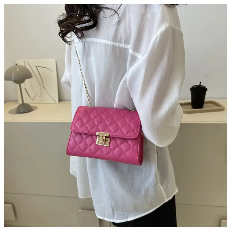 Pink Quilted Chain Shoulder Bag for Women — feature 22