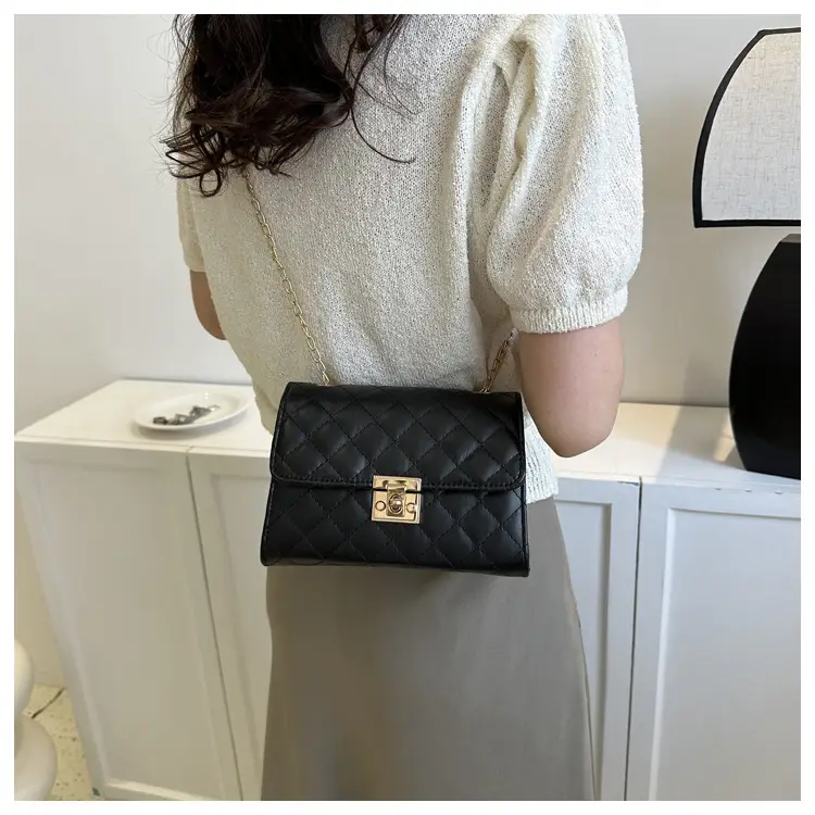 Pink Quilted Chain Shoulder Bag for Women — feature 27