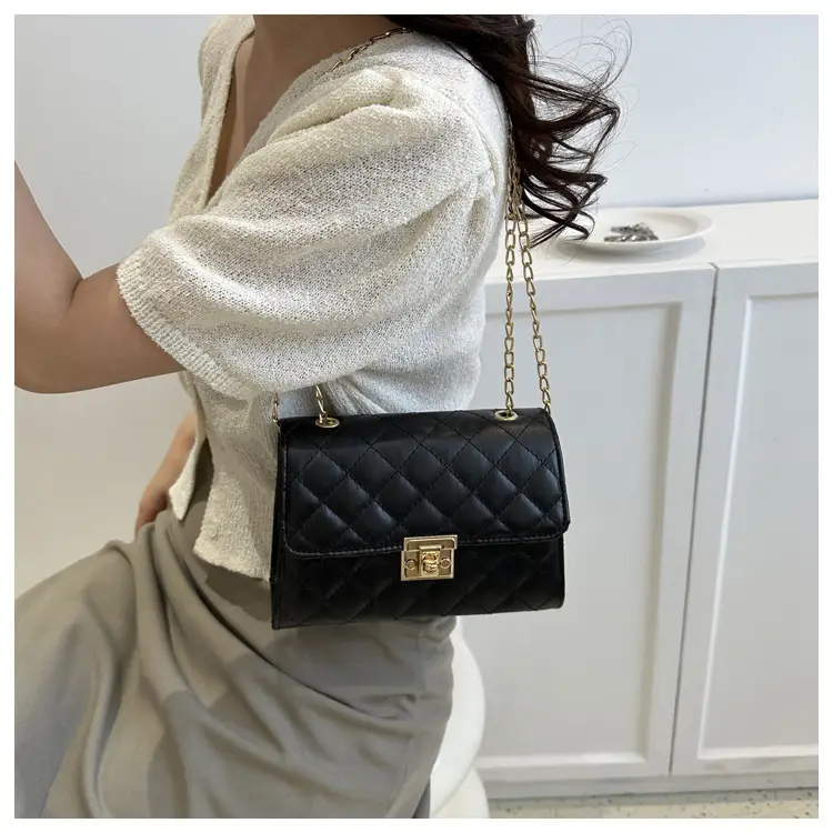 Pink Quilted Chain Shoulder Bag for Women — feature 29