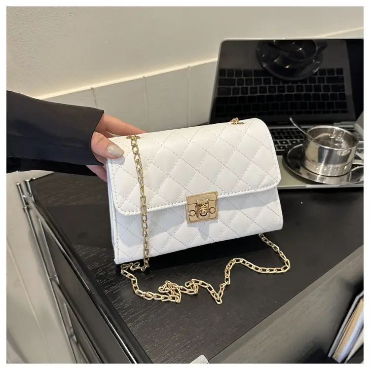 Pink Quilted Chain Shoulder Bag for Women — feature 35