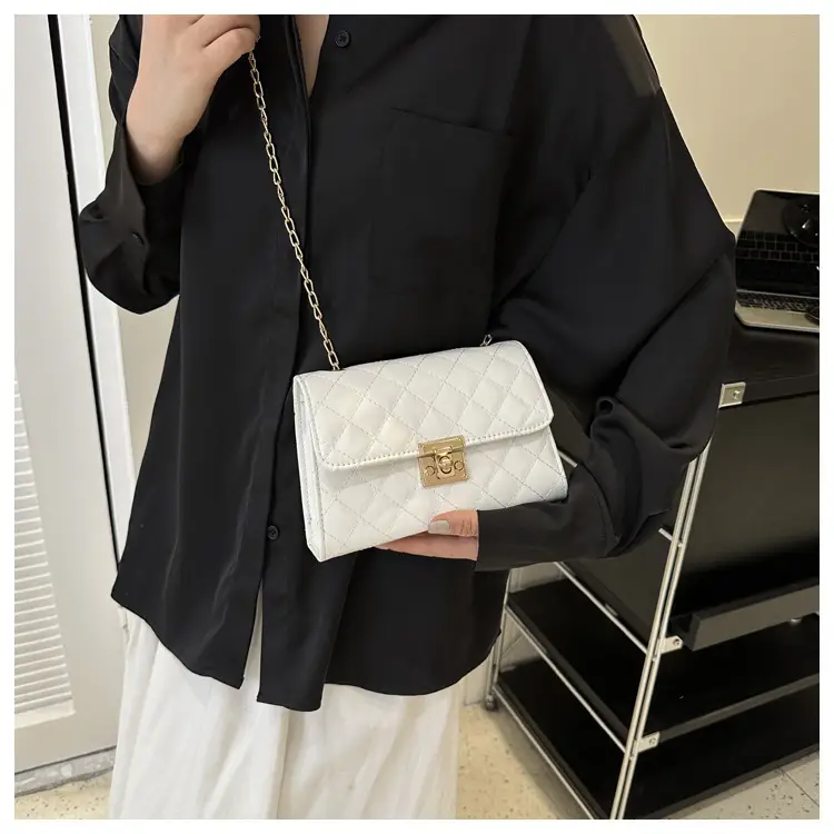 Pink Quilted Chain Shoulder Bag for Women — feature 37