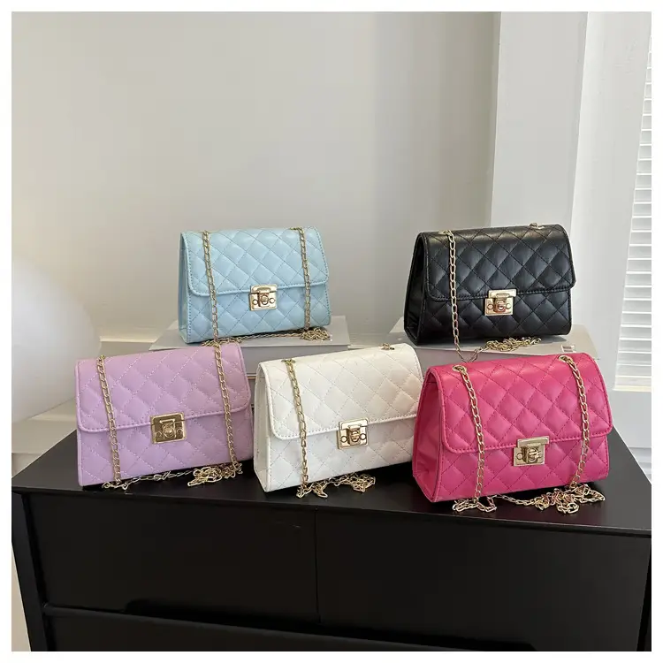 Pink Quilted Chain Shoulder Bag for Women — feature 8
