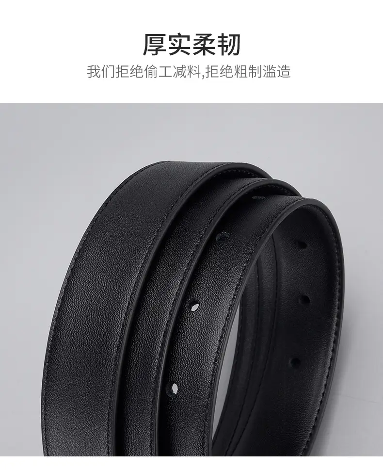 Black Genuine Leather Women's Belt with Pin Buckle — feature 14
