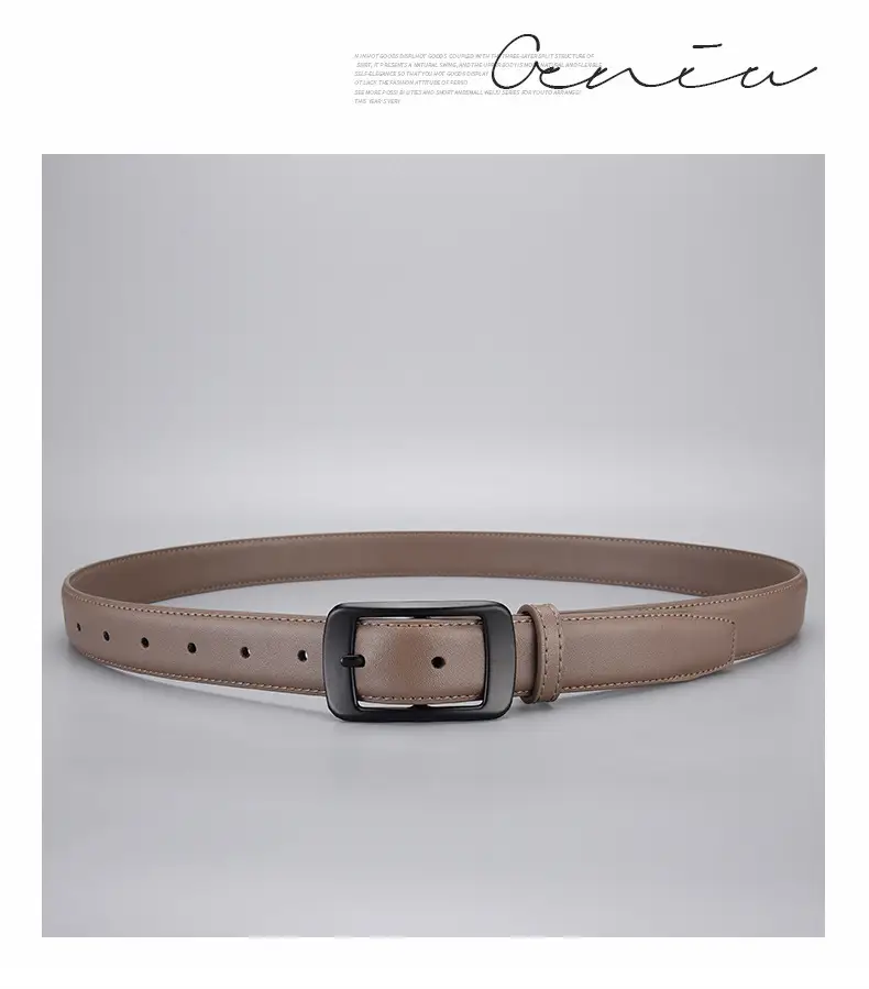 Black Genuine Leather Women's Belt with Pin Buckle — feature 21