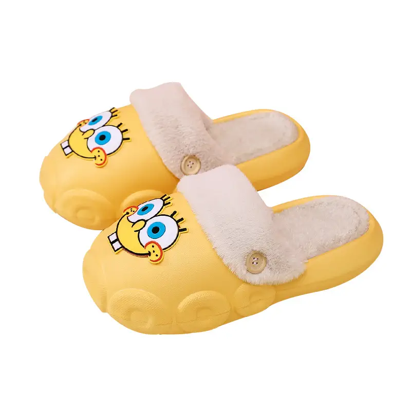 [70% discount] Spongebob detachable cleaning waterproof cotton slippers for lovers winter indoor and outdoor wear non-slip