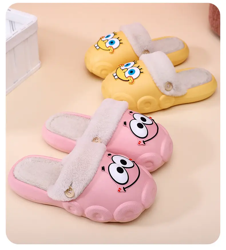 [70% discount] Spongebob detachable cleaning waterproof cotton slippers for lovers winter indoor and outdoor wear non-slip — feature 19