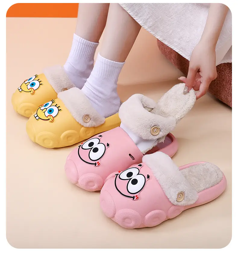 [70% discount] Spongebob detachable cleaning waterproof cotton slippers for lovers winter indoor and outdoor wear non-slip — feature 20