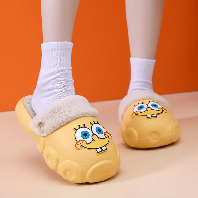 [70% discount] Spongebob detachable cleaning waterproof cotton slippers for lovers winter indoor and outdoor wear non-slip — feature 24