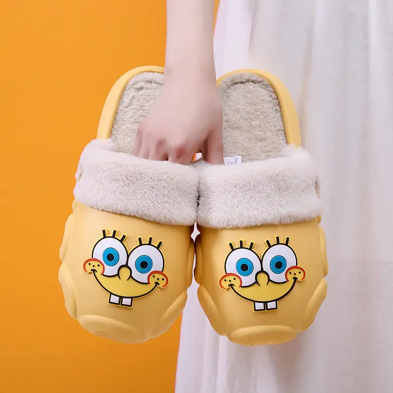 [70% discount] Spongebob detachable cleaning waterproof cotton slippers for lovers winter indoor and outdoor wear non-slip — feature 28