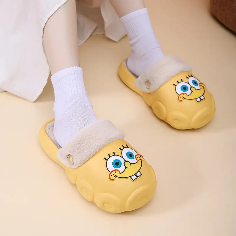 [70% discount] Spongebob detachable cleaning waterproof cotton slippers for lovers winter indoor and outdoor wear non-slip — feature 36