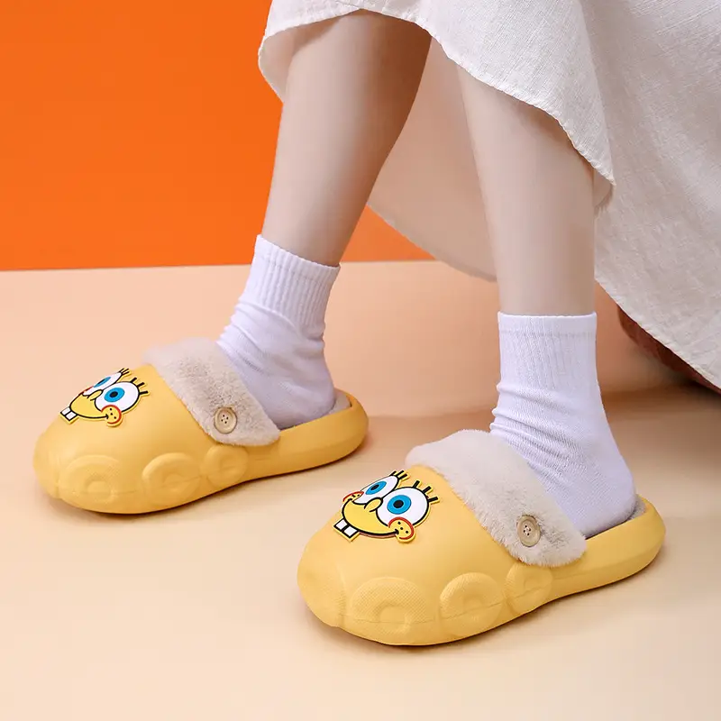 [70% discount] Spongebob detachable cleaning waterproof cotton slippers for lovers winter indoor and outdoor wear non-slip — feature 38