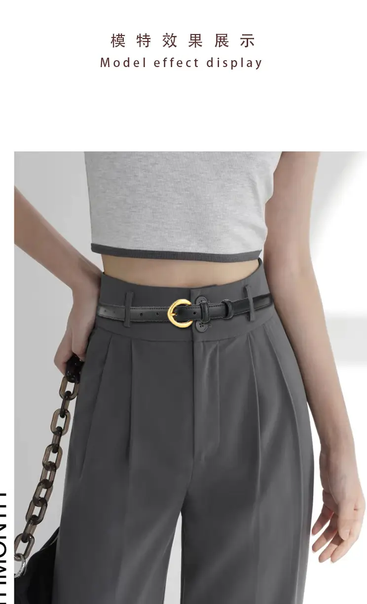 Genuine Leather Belt with Gold Ring for Men Women β feature 1