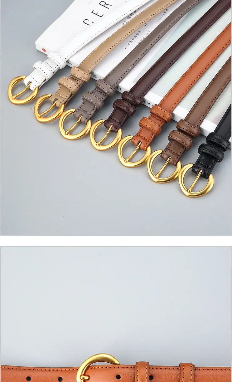 Genuine Leather Belt with Gold Ring for Men Women β feature 10