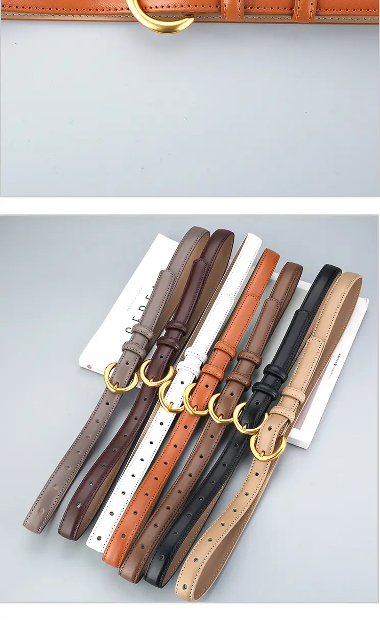 Genuine Leather Belt with Gold Ring for Men Women β feature 11