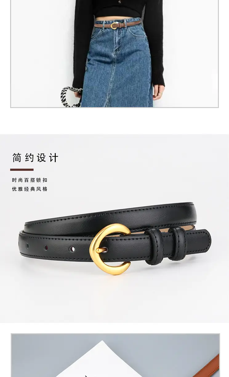 Genuine Leather Belt with Gold Ring for Men Women β feature 3