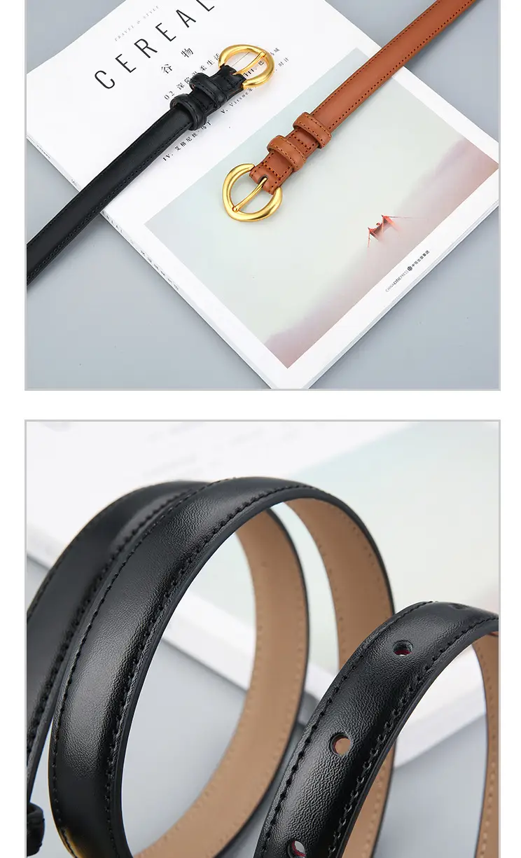 Genuine Leather Belt with Gold Ring for Men Women β feature 4