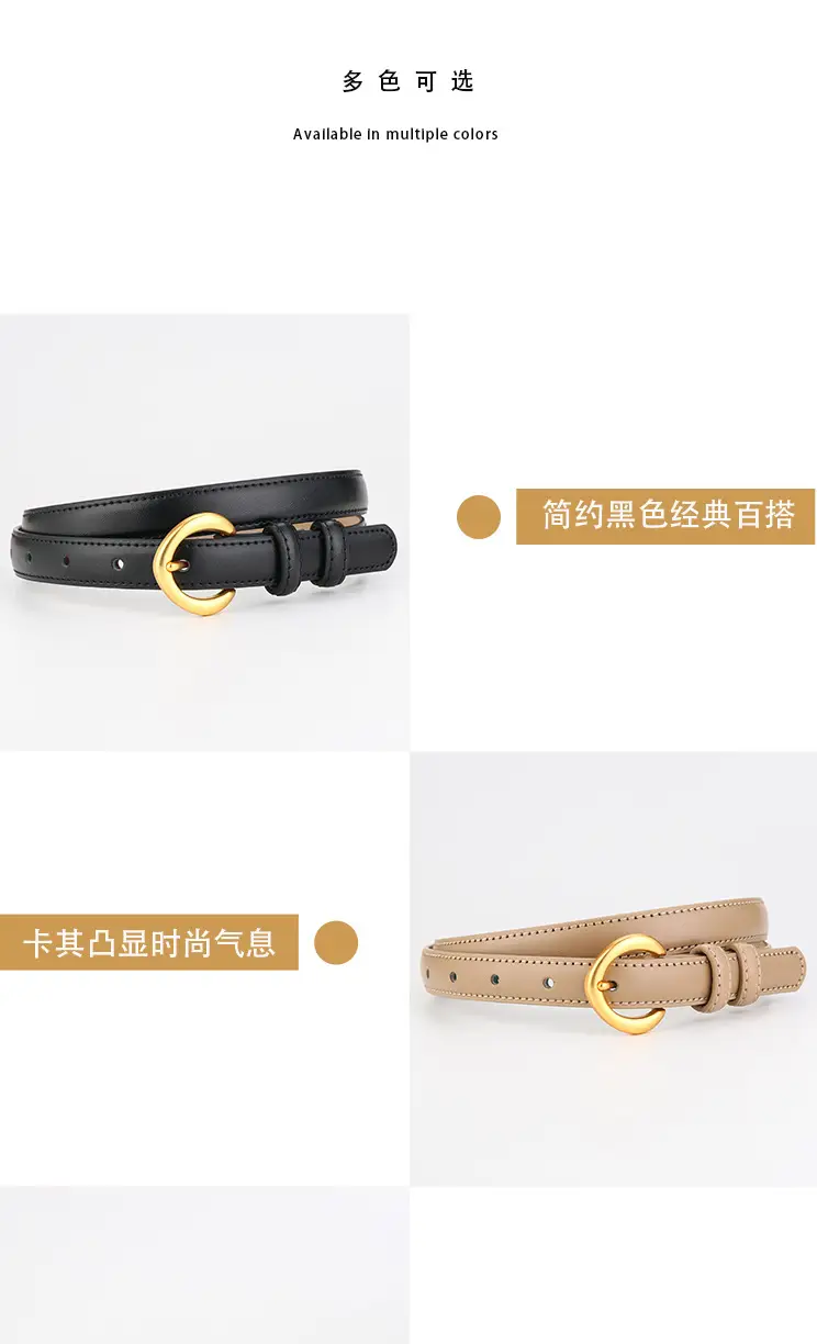 Genuine Leather Belt with Gold Ring for Men Women β feature 6