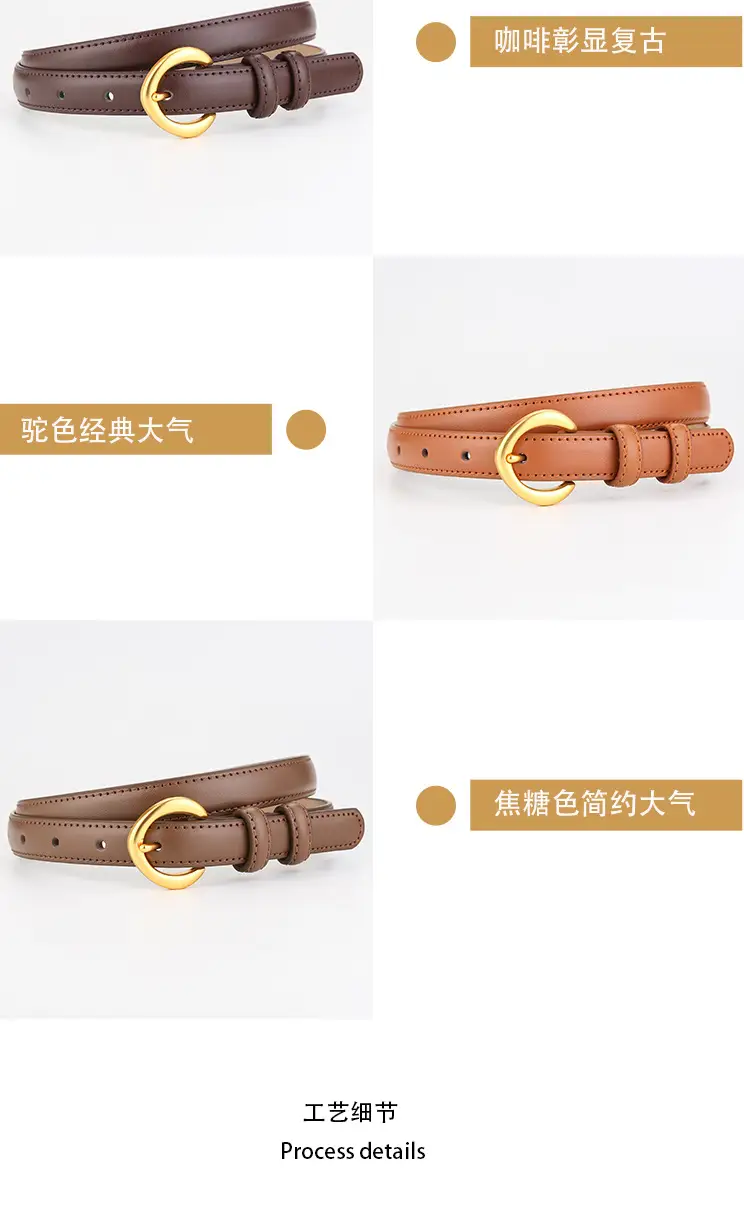 Genuine Leather Belt with Gold Ring for Men Women β feature 7