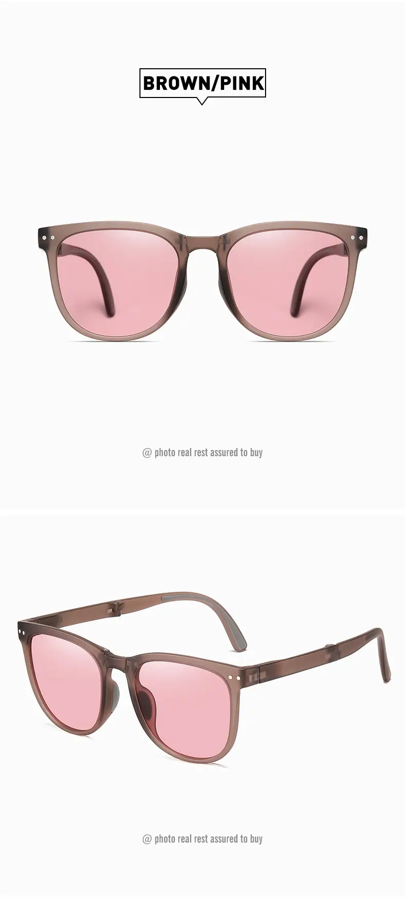 Foldable Anti-UV Sunglasses Women Dark Brown Coffee Lightweight — feature 23
