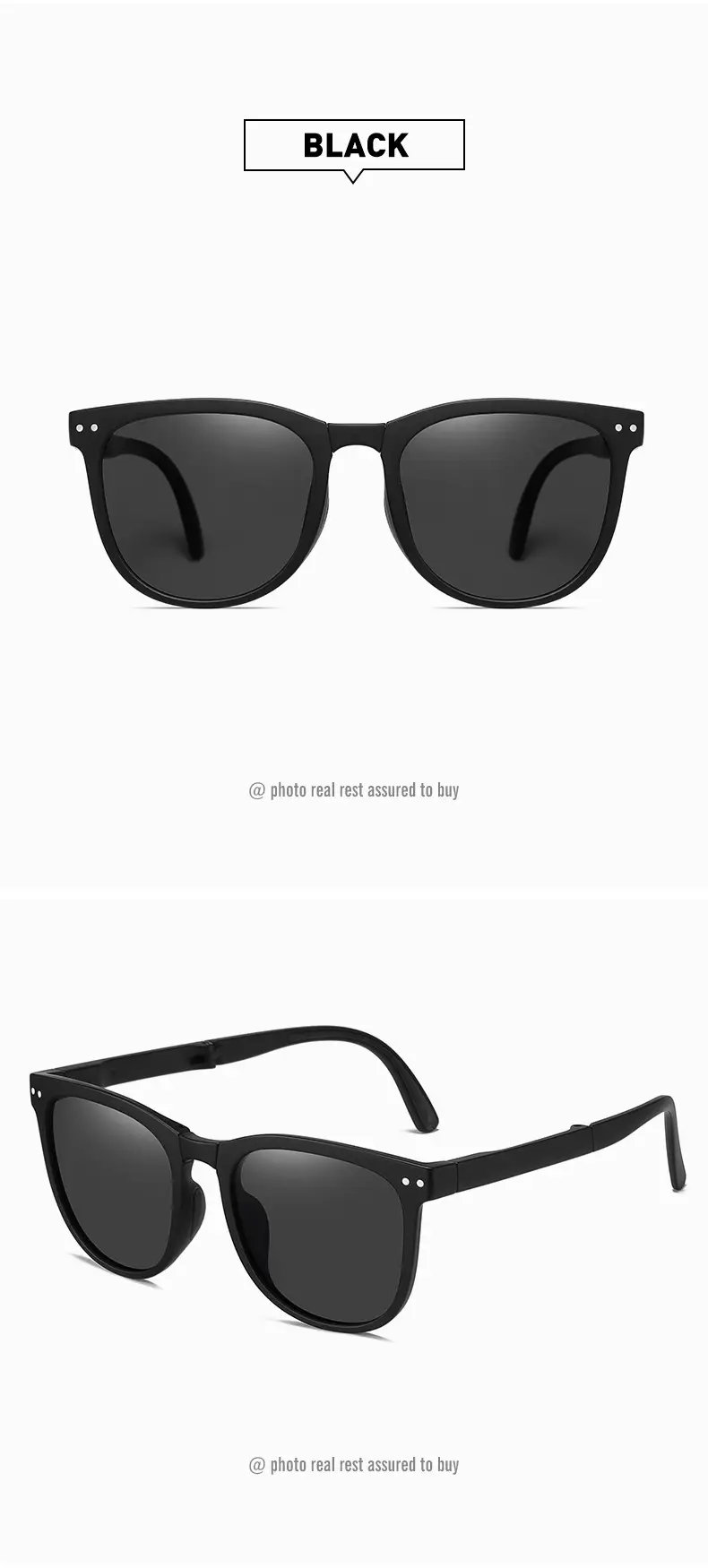 Foldable Anti-UV Sunglasses Women Dark Brown Coffee Lightweight — feature 24